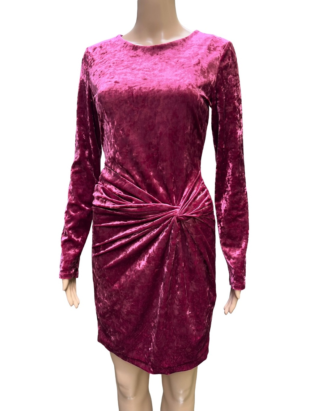 GUESS Crushed Velvet Bodycon Mini Dress M Magenta